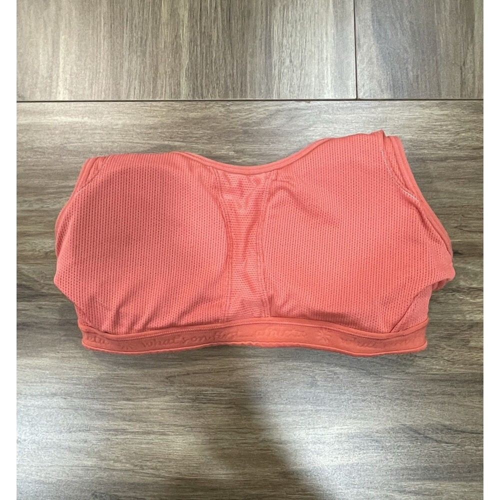 Athleta Ultimate Racerback Sports Bra Womens Size Small Coral Orange Double Dare - Picture 6 of 6